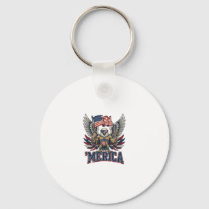 Patriotic Eagle Merica Vintage Vector Shirt Design Key Ring