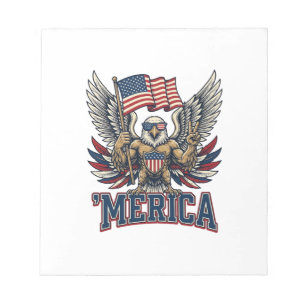 Patriotic Eagle Merica Vintage Vector Shirt Design Notepad
