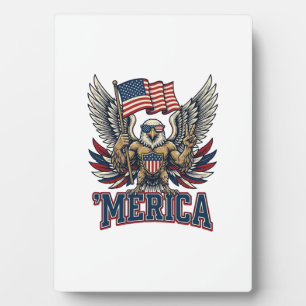 Patriotic Eagle Merica Vintage Vector Shirt Design Plaque