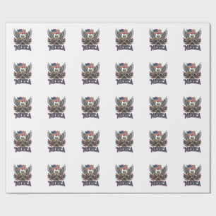 Patriotic Eagle Merica Vintage Vector Shirt Design Wrapping Paper