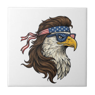 Patriotic Eagle Mullet Vintage Engraving Vector De Ceramic Tile