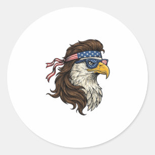 Patriotic Eagle Mullet Vintage Engraving Vector De Classic Round Sticker