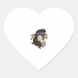 Patriotic Eagle Mullet Vintage Engraving Vector De Heart Sticker