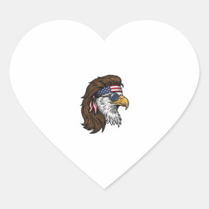 Patriotic Eagle Mullet Vintage Engraving Vector De Heart Sticker