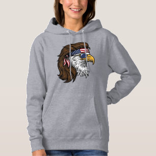 Patriotic Eagle Mullet Vintage Engraving Vector De Hoodie