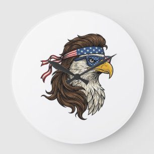 Patriotic Eagle Mullet Vintage Engraving Vector De Large Clock