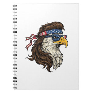 Patriotic Eagle Mullet Vintage Engraving Vector De Notebook