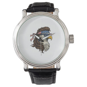 Patriotic Eagle Mullet Vintage Engraving Vector De Watch