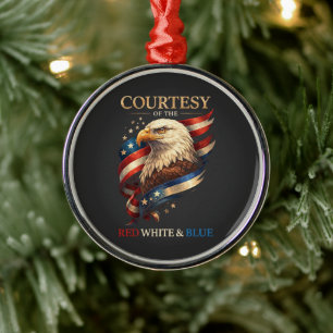 Patriotic Eagle Red White and Blue Vintage Metal Ornament