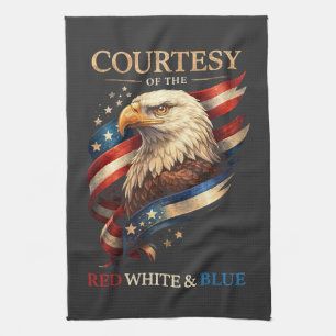 Patriotic Eagle Red White and Blue Vintage Tea Towel