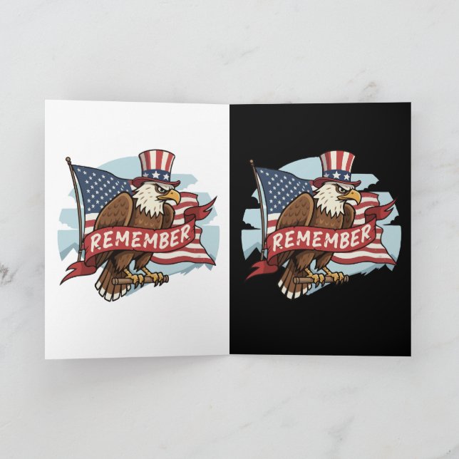 Patriotic Eagle "Remember" American Flag Design Card (Inside)