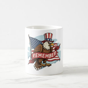 Patriotic Eagle "Remember" American Flag Design Coffee Mug