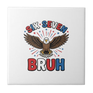 Patriotic Eagle Six Seven Bruh Vector Design_1 Ceramic Tile