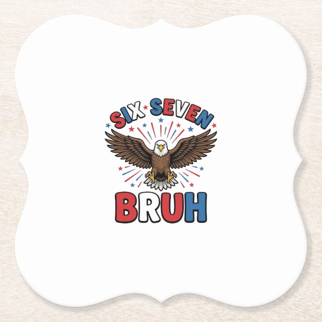 Patriotic Eagle Six Seven Bruh Vector Design_1 Paper Coaster (Front)