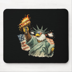 Patriotic Eagle Statue Of Liberty Hot Dog Funny Mouse Pad