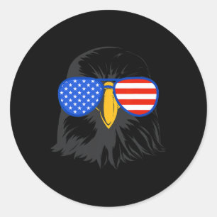 Patriotic Eagle Sungles 4th July Usa American Byld Classic Round Sticker