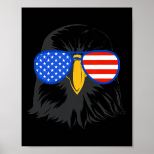 Patriotic Eagle Sungles 4th July Usa American Byld Poster
