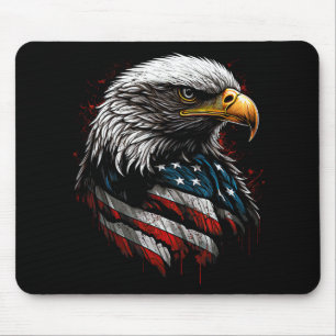 Patriotic Eagle Us American Flag 4th Of July Men W Mouse Pad