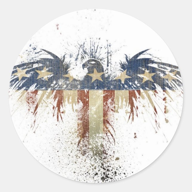 Patriotic eagle, US/USA, SAD flag Classic Round Sticker (Front)