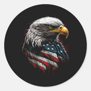 Patriotic Eagle Usa American Flag 4th Of July Men Classic Round Sticker