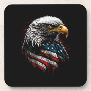 Patriotic Eagle USA American Flag 4th of July Men Coaster