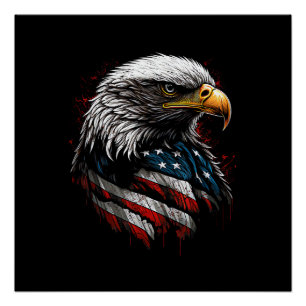 Patriotic Eagle USA American Flag 4th of July Men  Poster