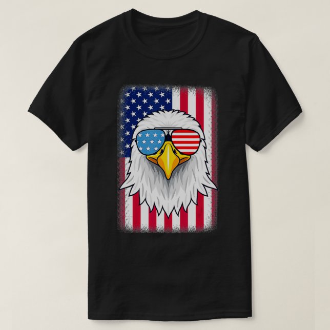 Patriotic Eagle  USA American Flag 4th Of July  T-Shirt (Design Front)