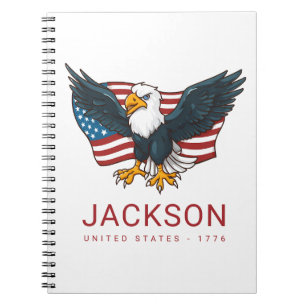 Patriotic Eagle USA American Flag Kids 4th of July Notebook