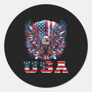 Patriotic Eagle Usa Flag Design Graphic Classic Round Sticker