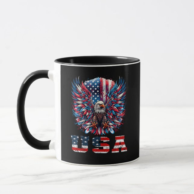 Patriotic Eagle USA Flag Mug (Left)