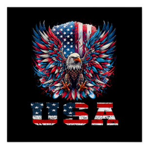 Patriotic Eagle USA Flag Poster