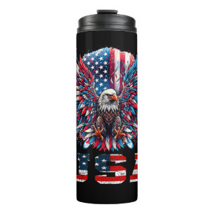 Patriotic Eagle USA Flag Thermal Tumbler