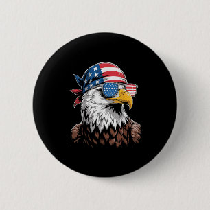 Patriotic Eagle Usa Sungles Bandanna 4th Of July 6 Cm Round Badge