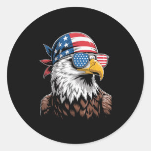 Patriotic Eagle Usa Sungles Bandanna 4th Of July Classic Round Sticker