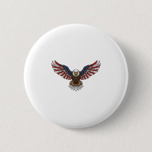 Patriotic Eagle Vintage Engraving Vector Design_1 6 Cm Round Badge