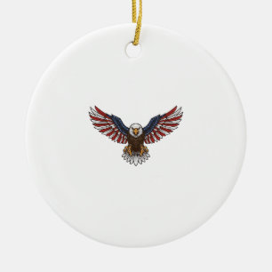 Patriotic Eagle Vintage Engraving Vector Design_1 Ceramic Ornament