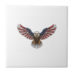 Patriotic Eagle Vintage Engraving Vector Design_1 Ceramic Tile