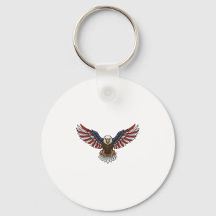 Patriotic Eagle Vintage Engraving Vector Design_1 Key Ring