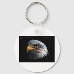 Patriotic Eagle with flag background Key Ring