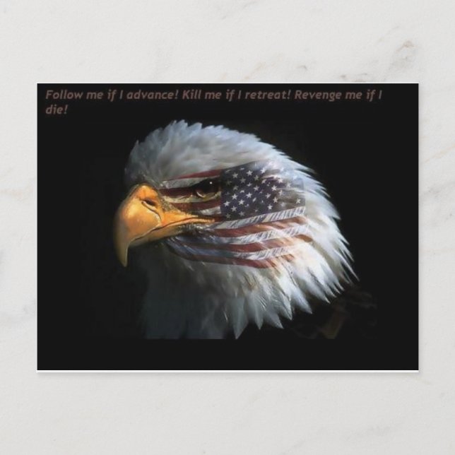Patriotic Eagle with flag background Postcard (Front)
