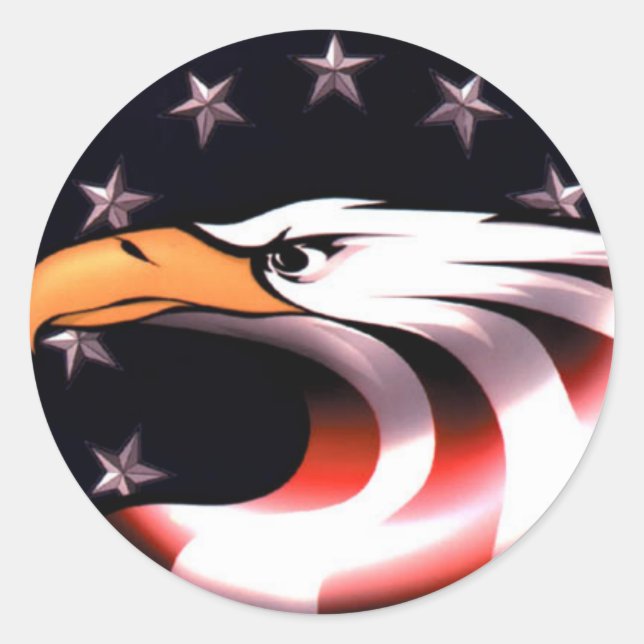 Patriotic Eagle with Stars and Stripes Stickers (Front)