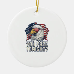 Patriotic Eagle You Free Tonight Vintage Shirt Des Ceramic Ornament