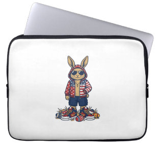 Patriotic Easter Bunny Vintage Vector Shirt_1 Laptop Sleeve