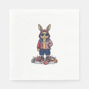Patriotic Easter Bunny Vintage Vector Shirt_1 Napkin