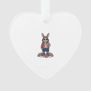 Patriotic Easter Bunny Vintage Vector Shirt_1 Ornament
