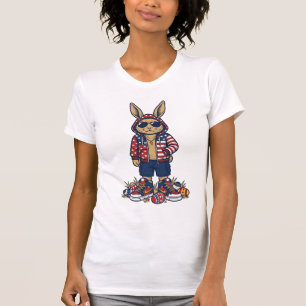 Patriotic Easter Bunny Vintage Vector Shirt_1 T-Shirt