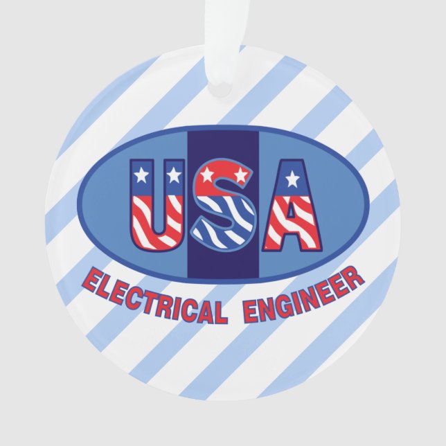 Patriotic Electrical Engineer Ornament (Front)