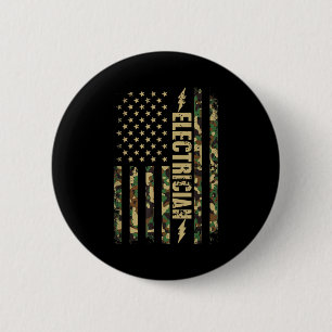 Patriotic electrician american flag camouflage 4th 6 cm round badge