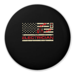 Patriotic Electrician American Flag Christmas Fars Ceramic Knob