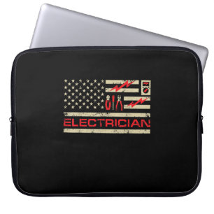 Patriotic Electrician American Flag Christmas Fars Laptop Sleeve